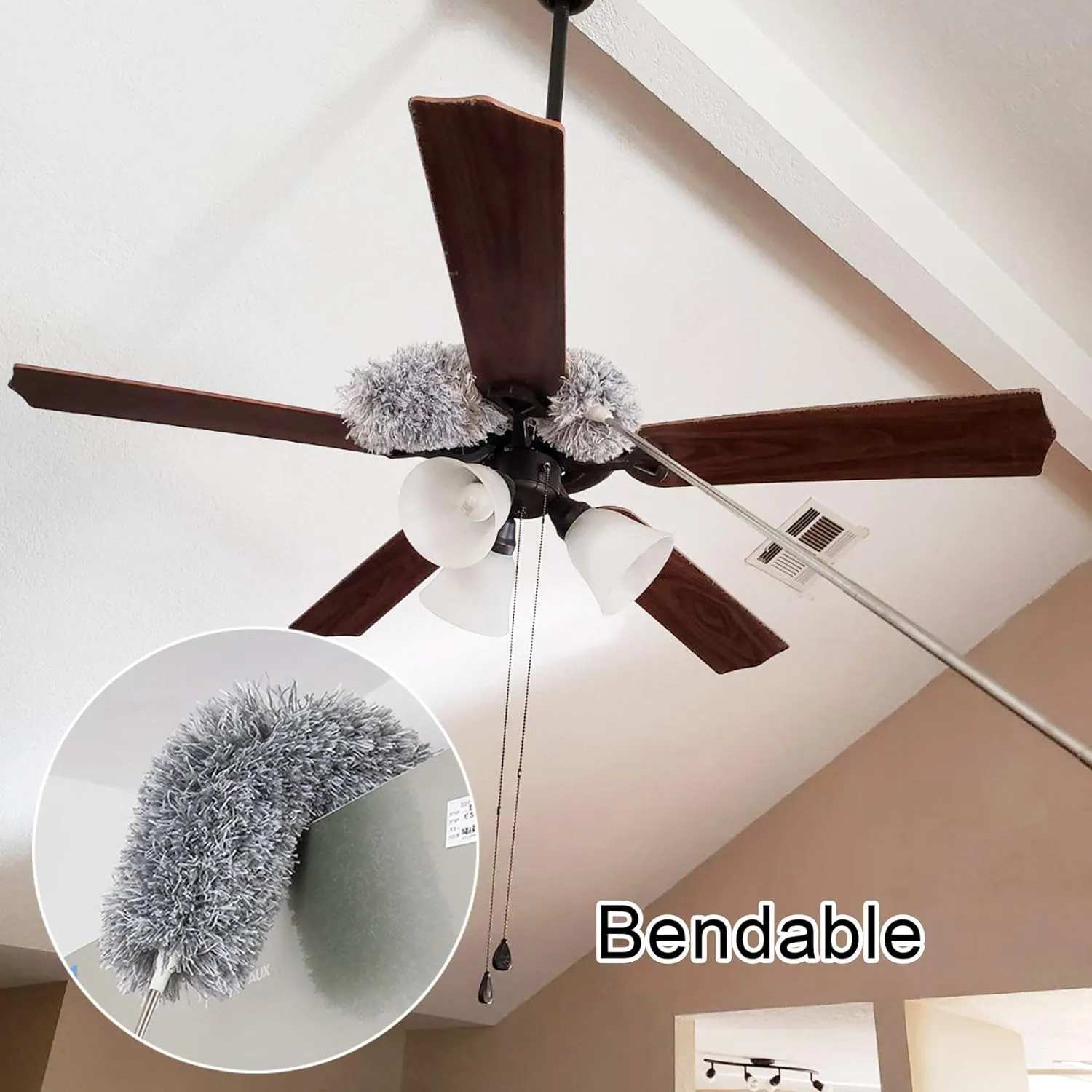 Fan Cleaning Brush with Telescopic Pole | Microfiber Duster for Ceiling Fans, Lights & Cars – Pakistan - Image 2